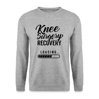Recovery after knee surgery patient knee - Unisex Sweatshirt - salt & pepper - Front - Alina (178cm) & Michal (187cm)