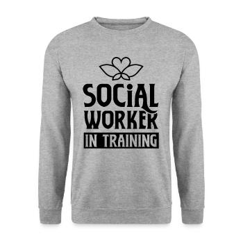 Social worker in training Social worker Beru - Unisex Sweatshirt - salt & pepper - Front - Alina (178cm) & Michal (187cm)