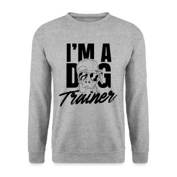 I am a dog trainer dog school dog handler - Unisex Sweatshirt - salt & pepper - Front - Alina (178cm) & Michal (187cm)