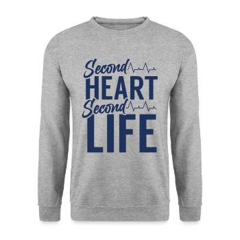 Second Heart Second Life Heart Transplant Surgery - Unisex Sweatshirt - salt & pepper - Front - Alina (178cm) & Michal (187cm)