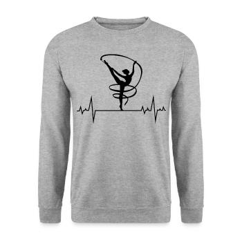 Rhythmische Gymnastik Bandgymnastik Mädchen Herzschlag - Unisex Pullover - Weißgrau meliert - Vorne - Alina (178cm) & Michal (187cm)