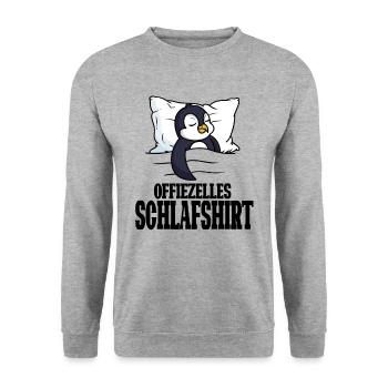 Offizielles Schlafshirt Pinguin Schlafanzug - Unisex Pullover - Weißgrau meliert - Vorne - Alina (178cm) & Michal (187cm)