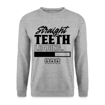 Gerade Zähne Laden Zahnspange Spange Zähne - Unisex Pullover - Weißgrau meliert - Vorne - Alina (178cm) & Michal (187cm)