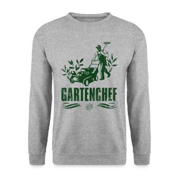 Gartenchef Gartenarbeit Hobby Gärtner Herren - Unisex Pullover - Weißgrau meliert - Vorne - Alina (178cm) & Michal (187cm)