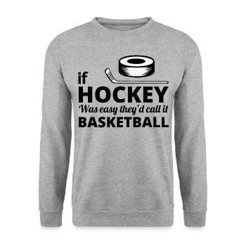 Eishockeyspieler Team Torwart Basketball Lustig - Unisex Pullover - Weißgrau meliert - Vorne - Alina (178cm) & Michal (187cm)