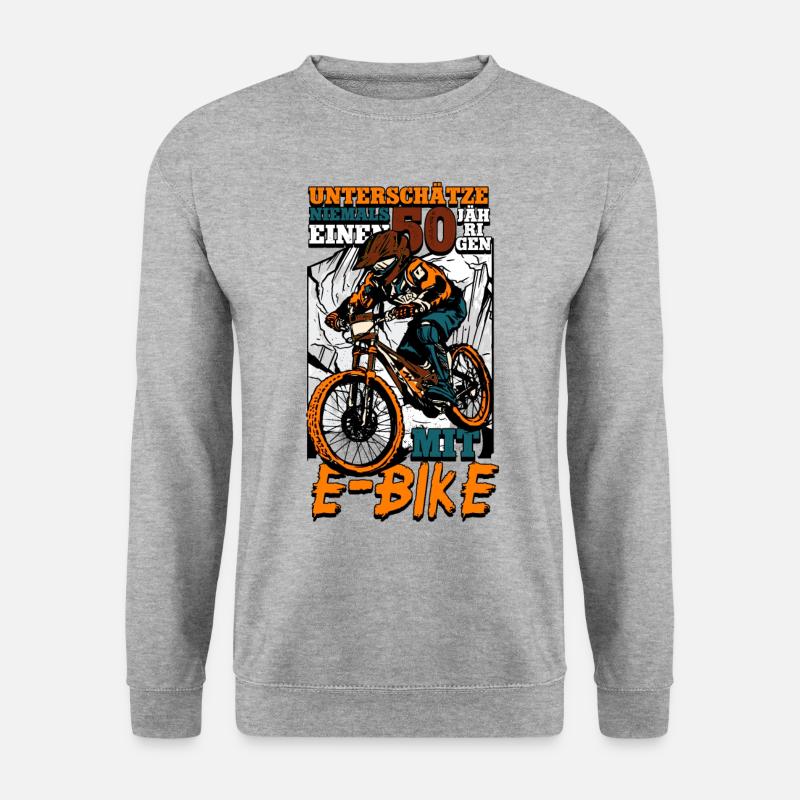 50. Geburtstag Pedelec E-Bike - Unisex Pullover - Weißgrau meliert