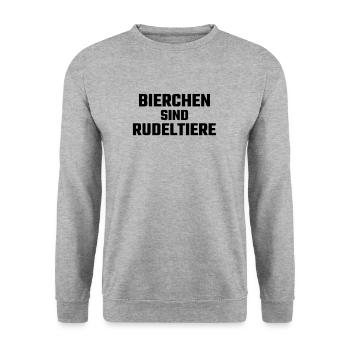 Bier Lustig Bierchen Sind Rudeltiere - Unisex Pullover - Weißgrau meliert - Vorne - Alina (178cm) & Michal (187cm)