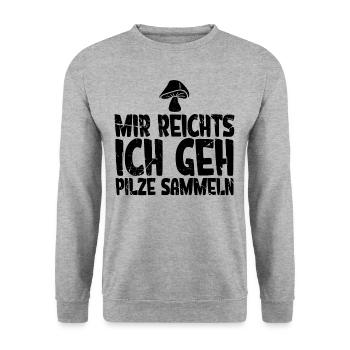 Pilzsammler Pilz Sucher - Unisex Pullover - Weißgrau meliert - Vorne - Alina (178cm) & Michal (187cm)