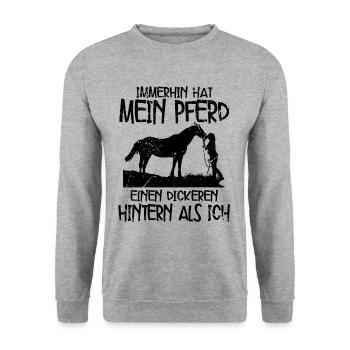 Pferde - Unisex Pullover - Weißgrau meliert - Vorne - Alina (178cm) & Michal (187cm)