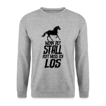 Pferde - Unisex Pullover - Weißgrau meliert - Vorne - Alina (178cm) & Michal (187cm)