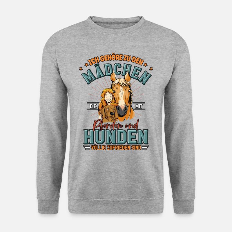 Pferde Hunde - Unisex Pullover - Weißgrau meliert