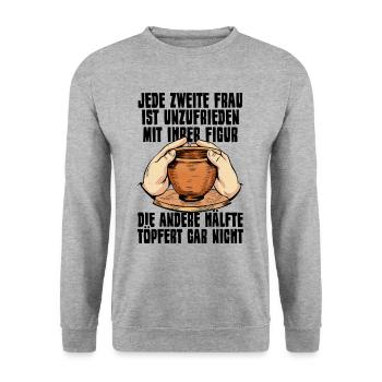 Töpfern - Unisex Pullover - Weißgrau meliert - Vorne - Alina (178cm) & Michal (187cm)