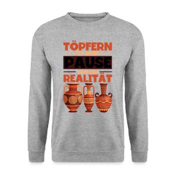 Töpfern - Unisex Pullover - Weißgrau meliert - Vorne - Alina (178cm) & Michal (187cm)
