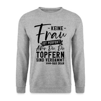 Töpfern - Unisex Pullover - Weißgrau meliert - Vorne - Alina (178cm) & Michal (187cm)