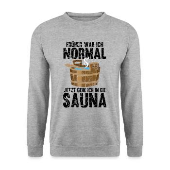 Sauna - Unisex Pullover - Weißgrau meliert - Vorne - Alina (178cm) & Michal (187cm)