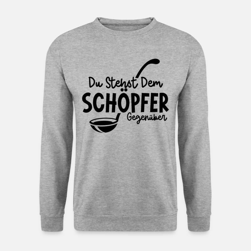 Sauna Du stehst dem Schöpfer Gegenüber - Unisex Pullover - Weißgrau meliert
