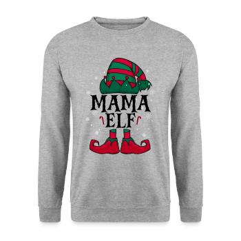 Weihnachten Mama Elf - Unisex Pullover - Weißgrau meliert - Vorne - Alina (178cm) & Michal (187cm)