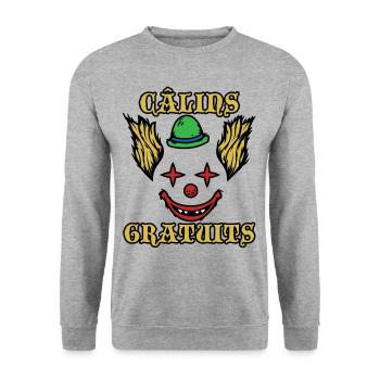 Câlins Gratuits Clown Terrifiant Cheveux en feu - Sweat-shirt Unisexe - gris chiné - Devant - Alina (178cm) & Michal (187cm)