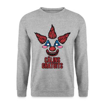 Clown à trois pointes de cheveux terrifiant - Sweat-shirt Unisexe - gris chiné - Devant - Alina (178cm) & Michal (187cm)
