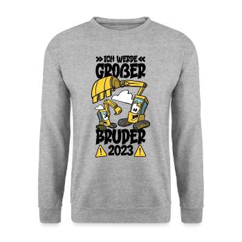 Ich Werde Ein Großer Bruder 2023 - Unisex Pullover - Weißgrau meliert - Vorne - Alina (178cm) & Michal (187cm)