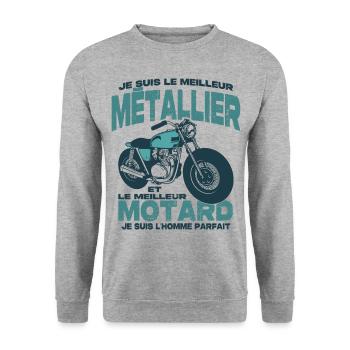 Le meilleur motard et le meilleur métallier - Sweat-shirt Unisexe - gris chiné - Devant - Alina (178cm) & Michal (187cm)
