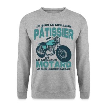 Le meilleur motard et le meilleur pâtissier - Sweat-shirt Unisexe - gris chiné - Devant - Alina (178cm) & Michal (187cm)
