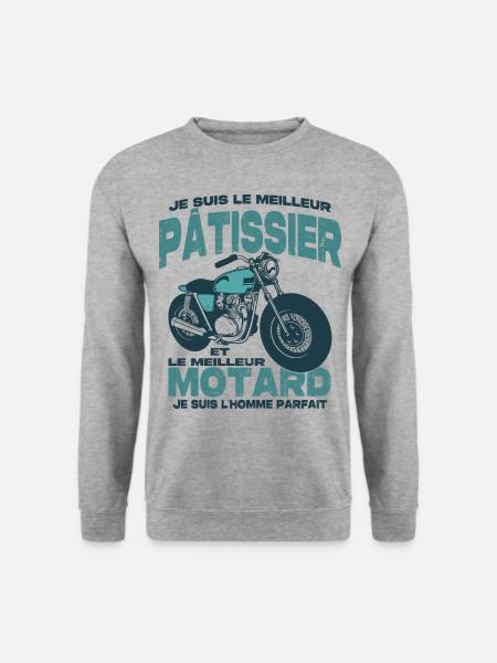Le meilleur motard et le meilleur pâtissier - Sweat-shirt Unisexe - gris chiné