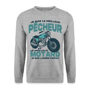 Le meilleur motard et le meilleur pêcheur - Sweat-shirt Unisexe - gris chiné - Devant - Alina (178cm) & Michal (187cm)