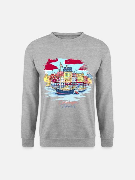 Dänemark Kopenhagen dänisch Danmark Tshirt - Unisex Pullover - Weißgrau meliert