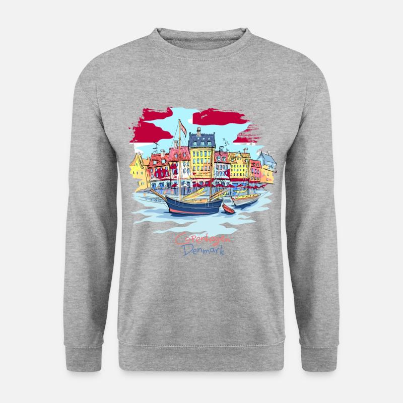Dänemark Kopenhagen dänisch Danmark Tshirt - Unisex Pullover - Weißgrau meliert