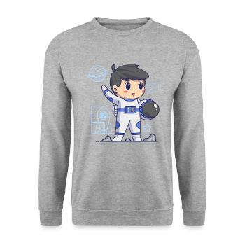Space Travel Planets Astronomy Children Astronaut - Unisex Sweatshirt - salt & pepper - Front - Alina (178cm) & Michal (187cm)