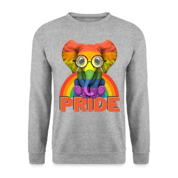 Rainbow Elephant Gay Queers LGBT Gay Pride - Unisex Sweatshirt - salt & pepper - Front - Alina (178cm) & Michal (187cm)