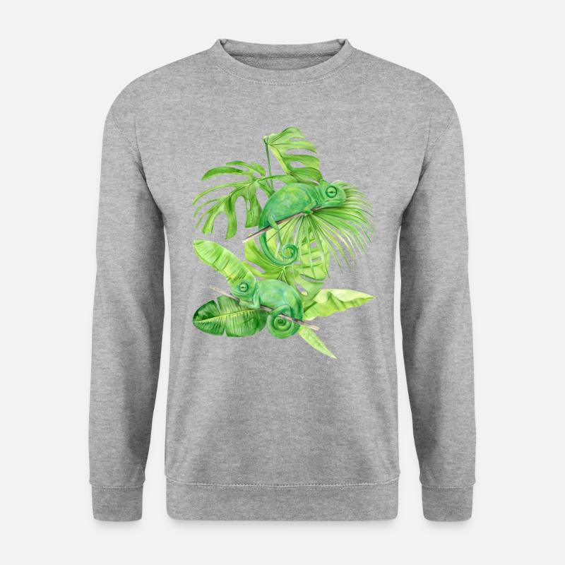 Chamäleon, grüne Chamäleon-Eidechsen - Unisex Pullover - Weißgrau meliert