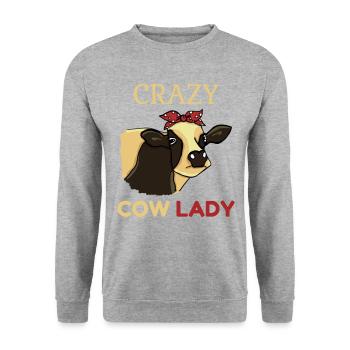 Kuh tshirt, Kuh Lady- Ferme - Sweat-shirt Unisexe - gris chiné - Devant - Alina (178cm) & Michal (187cm)