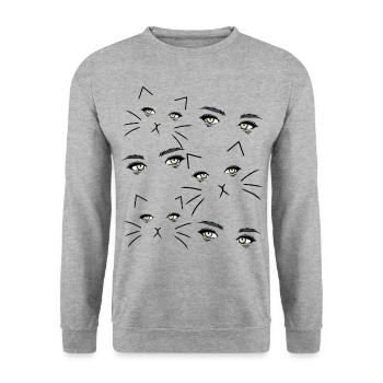 Fantasy Cat Eye Cat Holder Cat Cats - Unisex Sweatshirt - salt & pepper - Front - Alina (178cm) & Michal (187cm)