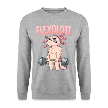 Flexolotl Bodybuilding Fitness Gym - Unisex Pullover - Weißgrau meliert - Vorne - Alina (178cm) & Michal (187cm)