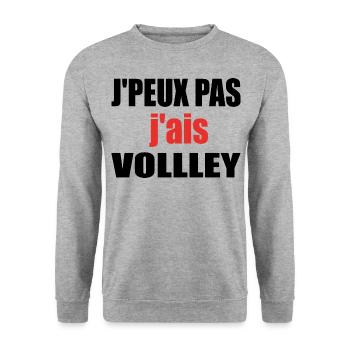 J Peux Pas J Ai Volley Volleyball Humour - Sweat-shirt Unisexe - gris chiné - Devant - Alina (178cm) & Michal (187cm)