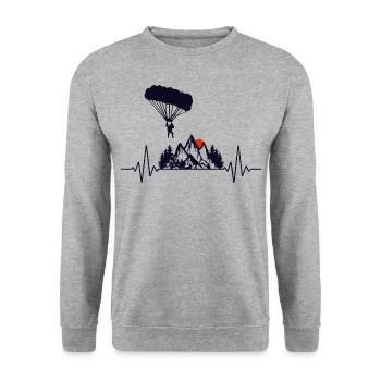 Skydiving Parachute Skydive Parachuting Heartbeat - Unisex Sweatshirt - salt & pepper - Front - Alina (178cm) & Michal (187cm)