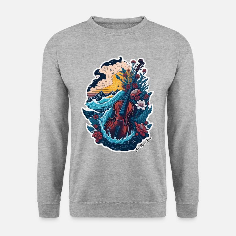 Geige im Meer - Unisex Pullover - Weißgrau meliert