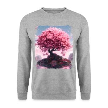 Esthétique Cerisier Fleur Beau Sakura Arbre - Sweat-shirt Unisexe - gris chiné - Devant - Alina (178cm) & Michal (187cm)
