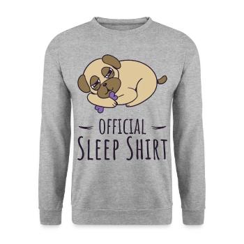 Mops Offizielles Schlafshirt für Fans von Pugs Dog - Unisex Pullover - Weißgrau meliert - Vorne - Alina (178cm) & Michal (187cm)