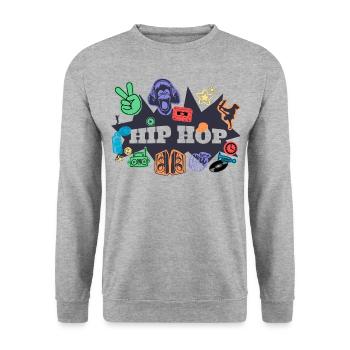 HIP HOP - Unisex Pullover - Weißgrau meliert - Vorne - Alina (178cm) & Michal (187cm)