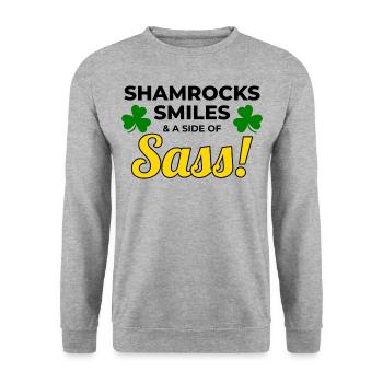 Trèfles, sourires et impertinence : drôle d’irlandaise - Sweat-shirt Unisexe - gris chiné - Devant - Alina (178cm) & Michal (187cm)