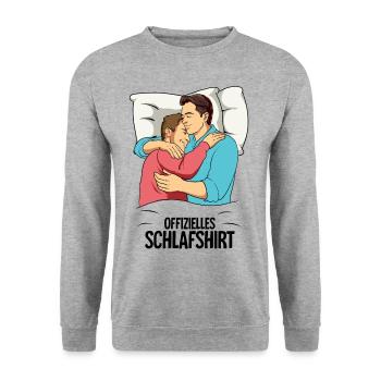 Chemise de nuit officielle pour homme gay - Sweat-shirt Unisexe - gris chiné - Devant - Alina (178cm) & Michal (187cm)