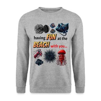 Plage Plaisir Été Animaux de la mer Mer Océan toxique - Sweat-shirt Unisexe - gris chiné - Devant - Alina (178cm) & Michal (187cm)