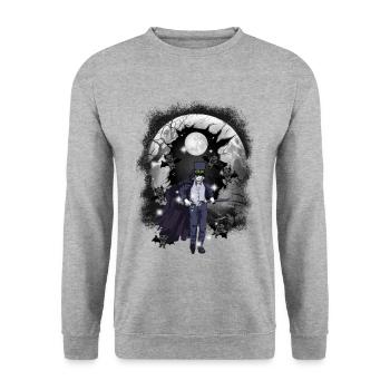 Horror Halloweefn Fleddermäuse Kämpfer Schwert - Unisex Pullover - Weißgrau meliert - Vorne - Alina (178cm) & Michal (187cm)