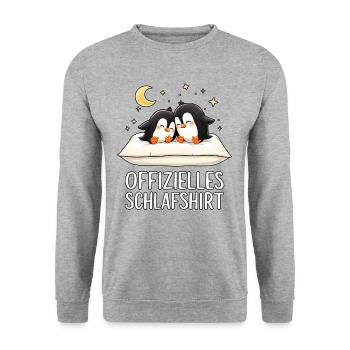 Chemise de nuit officielle Pingouins Penguin Paire - Sweat-shirt Unisexe - gris chiné - Devant - Alina (178cm) & Michal (187cm)