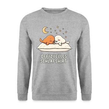 Official Sleeping Shirt Seals Seal Seal - Unisex Sweatshirt - salt & pepper - Front - Alina (178cm) & Michal (187cm)