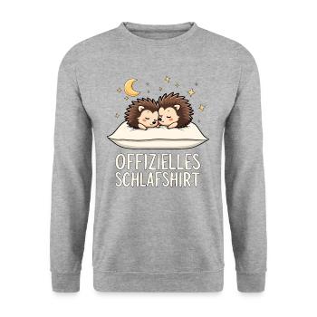 Official Sleeping Shirt Hedgehog Pair - Unisex Sweatshirt - salt & pepper - Front - Alina (178cm) & Michal (187cm)