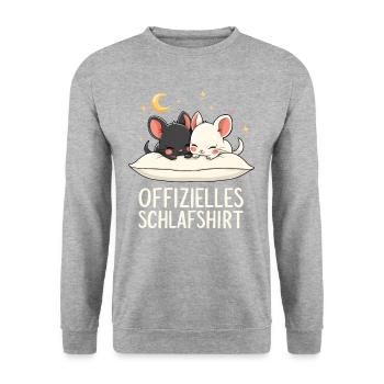 Offizielles Schlafshirt Chinchilla Paar - Unisex Pullover - Weißgrau meliert - Vorne - Alina (178cm) & Michal (187cm)